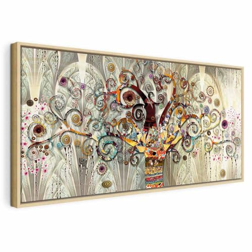 murando - Quadro Moderno Cornice Naturale, Stile Klimt Albero, 120x60 cm | Chiodi Inclusi, 1 Pezzo, Quadri Moderni, Soggiorno, Telaio in Legno, Decori, Resistenti Allo Sbiadimento, Produzione Europea