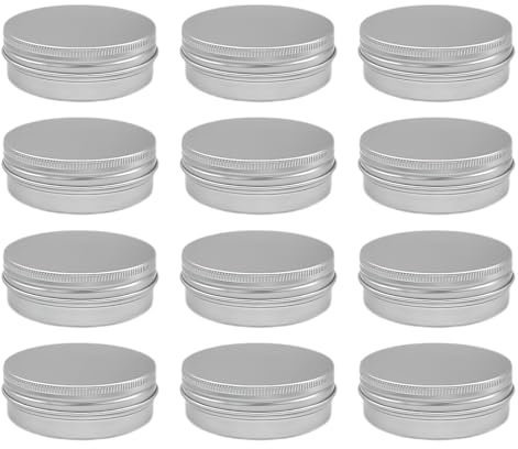 AEIOPRS 12 pcs Latas de Aluminio Tarros de Aluminio con Tapa Latas para Cosmetica para Bálsamo Labial Ungüentos Crema Cosmética Manualidades Joyas