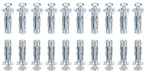 DTGN M6x37mm Hollow Wall Anchors - 20 Pack - Good for Hollow Wall Plaster Walls - Carbon Steel Hollow Drywall Anchors Screws, Silver