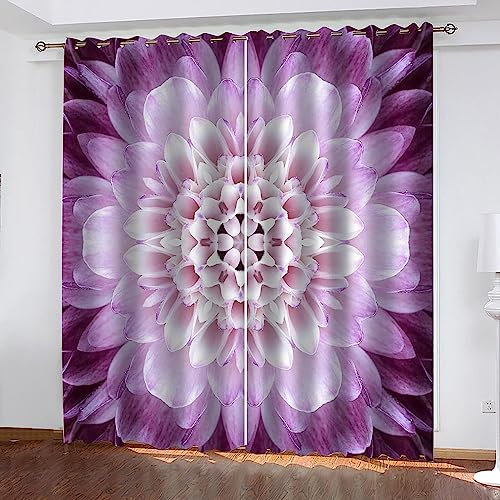 Vorhang Kinderzimmer Mode Lila Blume Kinder Vorhänge Mit Ösen Polyester Gardinen Thermovorhang Blickdicht Ösenschal Kindergardinen Für Wohnzimmer Schlafzimmer, 2 X 85 X 200 cm 2Er Set, 1D3G5Y6N1O3I4B