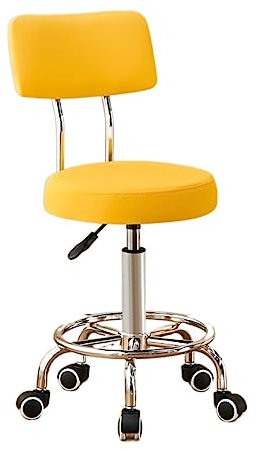 GTOULHH Bar Stühle Bar Stools Drehstuhl, Rollender Barhocker Auf Rollen, Tischhocker Für Zuhause, Arbeitszimmer, Mit Rückenlehne, Ledersitz, Höhenverstellbar Barhocker Outdoor(Yellow)