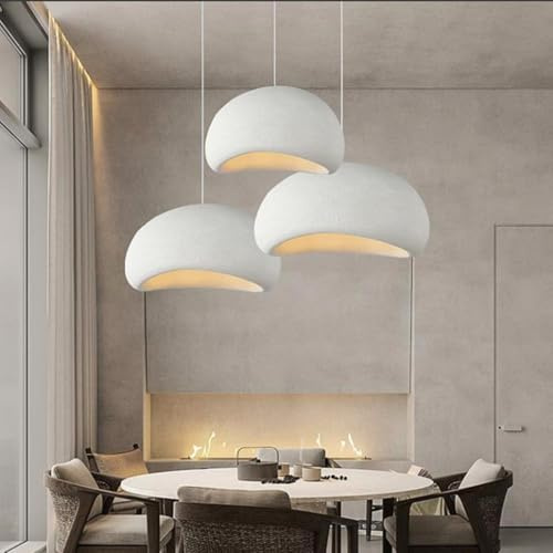 Hängande Belysning Wabi-sabi Hänglampa E27 Modern Pendellampa Taklampa För Matbord Imiterad Sten Lampskärm Kreativ Ljuskrona Interiörbelysning För Sovrum Vardagsrum Matsal Kök Island Hall Vit(B)
