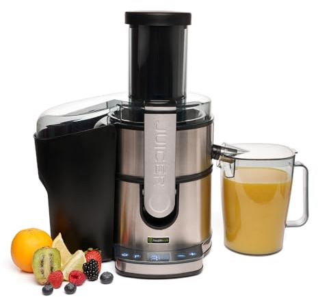 HealthKick Digital LCD Fruit and Veg Juice Extractor with Powerful 800w Motor - Large Feeding Tube - 5 Speed Settings - 2.0L Easy-clean Pulp Waste Container - Dishwasher Safe - K3152