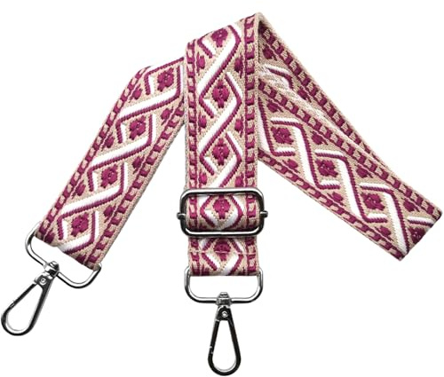 Taschengurte zum Wechseln Schultergurt für Tasche, Verstellbar Taschengurt Breit 3.8cm mit Silber Karabiner Schulterriemen Taschenband Umhängegurt Tragegurt für Handtaschen, Bunt, R