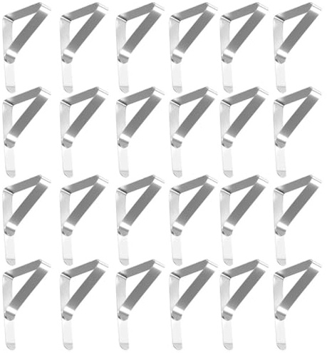 OFFSCH Sujetamanteles Triangulares 24 Piezas Abrazaderas Antideslizantes Inoxidable Clip Ajustable de 4.5Cm para Manteles Fijadores para Picnic y Fiestas Accesorios de Mesa