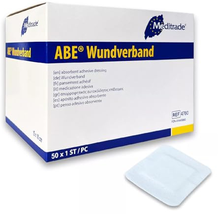 Wundpflaster Steril 15x10cm 50 Stück, Steriler Wundverband Pflaster Saugstark&Hautfreundlich, Wundauflage nicht haftend 10x5cm Akute Wundversorgung und postoperatives Pflast+E-Book (über Gesundheit)