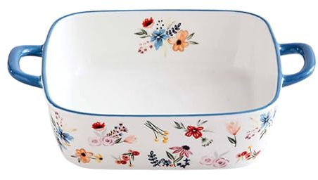 LYVQZPWLR Le plat de cuisson, La céramique, Plat à lasagnes individuel mignon avec poignée, cocottes rectangulaires en porcelaine for four, plats de cuisson en céramique for four-rouge(Blu)