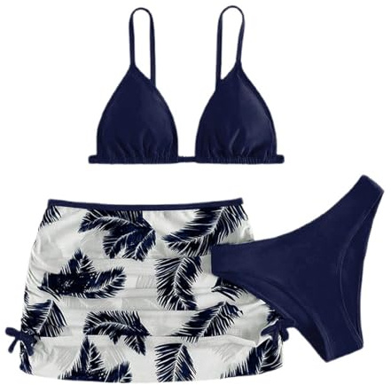 Générique Maillot de Bain pour Filles Ensemble de Bain 1 pièce et 1 Jupe Mode Estivale pour Jeunes idéal pour Piscine et Plage (Dark Blue, 10-11Years)