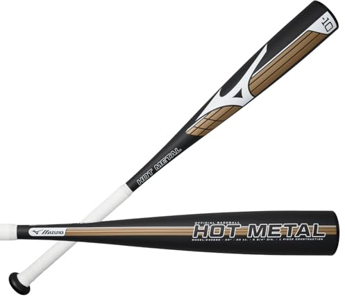 Mizuno Boys HOT Metal - Big Barrel Youth USA Baseball Bat (-5) Baseball Bat, Black-Gold, 30 Inches