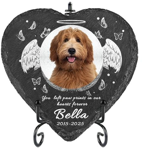 Pietra commemorativa per cani, regalo commemorativo personalizzato per animali domestici con foto e nome, ponte arcobaleno ricordo per la perdita di cane o gatto, segnalatore commemorativo per esterni