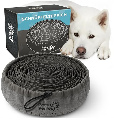 Pets Perfect Alfombra para olfatear perro – Juguete de inteligencia y alfombrilla para olfatear – antideslizante, lavable, material de fieltro – Empleo – Juguete educativo para perros pequeños y