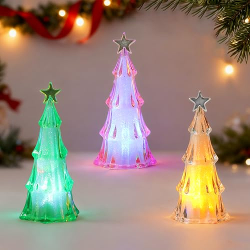 SPERMUOY Kleiner Weihnachtsbaum mit Led 3 Stück Weihnachtsbaum Mit Led,Kleiner Weihnachtsbaum mit Beleuchtung für Weihnachtsdekorationen