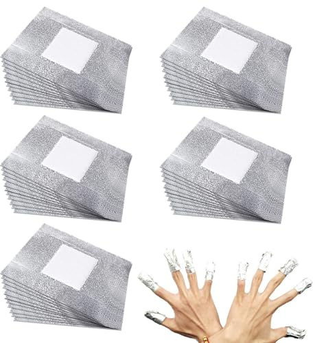 AEKZOX 200 Pièces Papillotes Aluminium pour Dépose Vernis Semi Permanent Dissolvant Remover avec Coton pour Ongle Gel