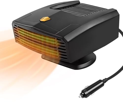 Pengrity Auto Heizung 12V 150W, 2 in 1 Heizlüfter Auto, Autoheizung mit 360° Drehbar Basis, 2 in 1 Kalt und Heiß Verfügbar, 12 Volt Heizung Defroster für Auto (Schwarz, 150W)