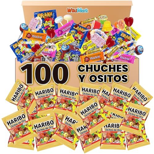 WikiMark - Surtido 100 Chuches y Mini Bolsitas Ositos de Gominolas. Ideal para Fiestas Infantiles, Cumpleaños, Bolsas de Golosinas y Caramelos, Relleno de Piñatas. (100 Chuches)