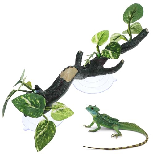 DOITOOL Reptilien Eckast für Terrarium Kletterast für Schlangen Reptilienpflanze Dekoration Zubehör für Bartagamen-Aquarium Kunstharz AST für Reptilien Aquarium