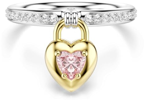 Swarovski Idyllia Kollektion Motiv-Ring, Gemischte Schliffe, Herz, Rosa, Finish in gemischtem Metall