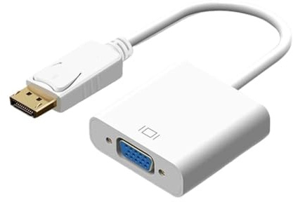 Cable Adaptador DP a VGA 1080P DisplayPort a convertidor Macho a Hembra for Ordenador portátil proyector TV(White)