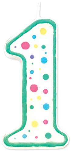 Wilton W91-01 Numeral Candle, 3-Inch by 1.5-Inch, No. 1, Green, 1-Pack