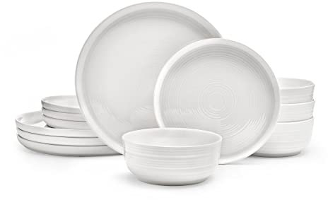 Mikasa Callie Bone China Lightweight Chip Resistant 12 Piece Dinnerware Set, Service for 4, White