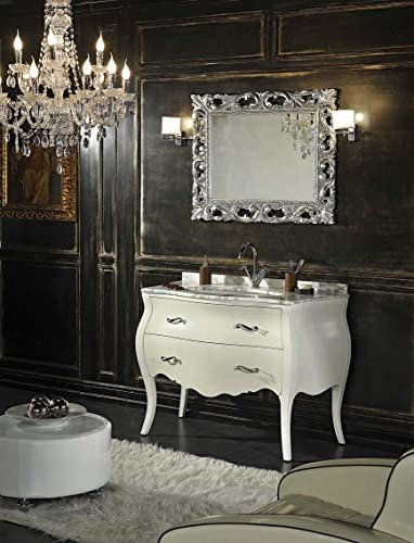Kiamami Valentina Mobile Bagno Shabby Barocco Bianco con Cassetti e Gambe