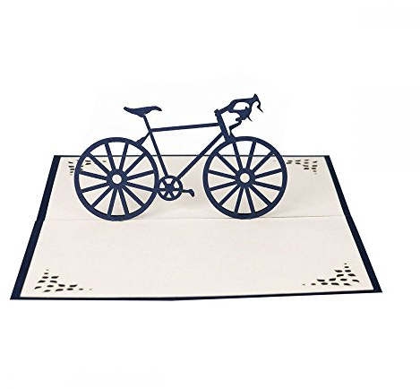 3D Kartenwelt Fahrrad Einladungskarte 15 x 10 cm Blau Fahrradliebhaber