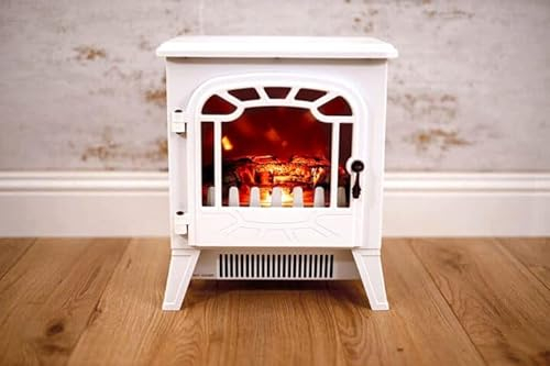 HomeZone Traditional Electric Fireplace Adjustable Flame Effect Stove Fire Heater - Freestanding Fire Place 2 Heat Settings Portable Heater Log Burner Room Heaters for Home Heating
