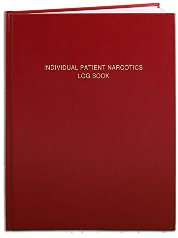 BookFactory Patient Narcotics Log Book/Controlled Substance LogBook/Individual Patient's Narcotic Record Register - 200 Pages - 8 1/2'' x 11'', Red Cover, Hardbound (Made in USA)
