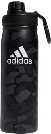 adidas 600 ml Metall-Wasserflasche, warm/kalt, doppelwandig, isoliert, 18/8 Edelstahl, Nomad Camo Grey-Carbon/White/Black, 20 Ounces