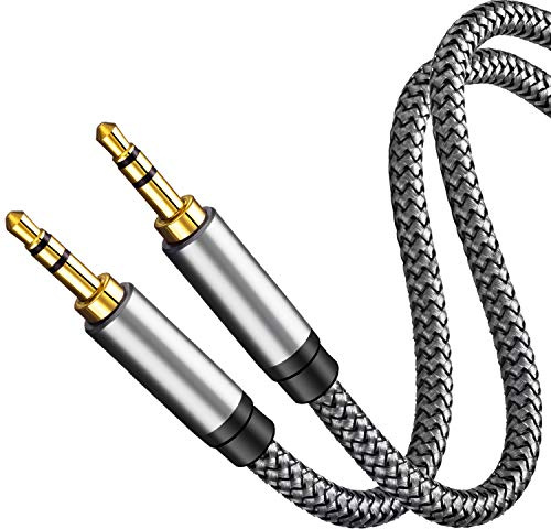 TanQY Aux Cable 4M, 3.5mm Male to Male Auxiliary Audio Stereo Cord Compatible with Car,Headphones, iPods, iPhones, iPads,Tablets,Laptops,Android Smart Phones& More (4M, Silver)