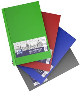 Oxford Skizzen-Buch A5 Hardcover mit Fadenheftung gebunden, 192 Seiten, 100g Papier, Zufallsfarbe, 1 Stück