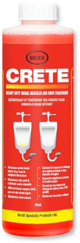 CRETE Urinal Drain Cleaner, Commercial Grade, Restores Pipes to Original Diameter, Urinal Descaler & Deodorizer, Safe for Pipes, No Harsh Fumes, Urine Salt Remover, 16 Fl Oz (Pack of 1)