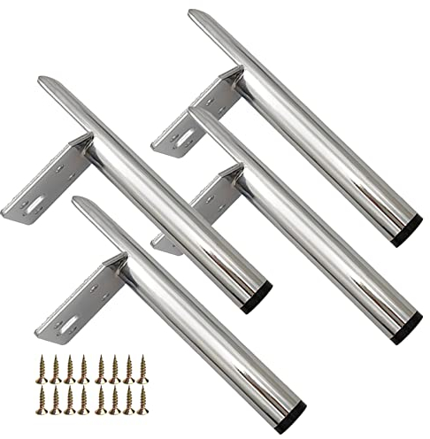 4 Stück Ersatz Möbelbeine,Tischfüße Metall 13cm 15cm 18cm 20cm,Möbelfüße Schwarz/Gold/Silber,Moderner Schrank Sofa Couchtisch Schreibtisch Tv Schrank Stützbeine,Diy Möbelfüsse,Silver-18cm(7.1in)