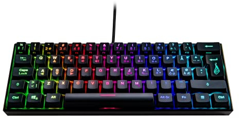 SureFire Kingpin M1 60% Mechanische Gaming Tastatur Nordisch, Gaming Keyboard klein & mobil, RGB-Tastatur mit Beleuchtung, 100% Anti-Ghosting-Tasten, skandinavisches Layout QWERTY