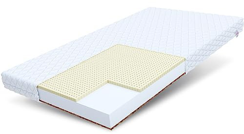 FDM MERKURY Matratze 90x160 cm Taschenfederkern Höhe 11 cm Härtegrad H2 H4 7-Liegezonen Öko-Tex Allergikergeeignet Bezug Waschbar Latex Kokosfaser-Einlage