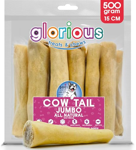 Glorious Treats and Chews – Natural Beef and Cow Tail Dog Chews – Air-Dried, Long-Lasting Treats and Natural Bones for Chewing, No Additives or Preservatives, Suitable for All Breeds and Sizes