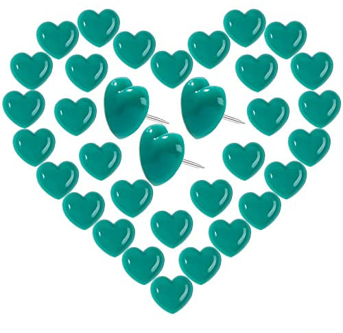 VAPKER Love Heart Push Pins 150Pcs Green Thumb Tacks Drawing Pins Cute Plastic Pushpins Decorative Pins with Steel Point Map Tacks for Photos Wall