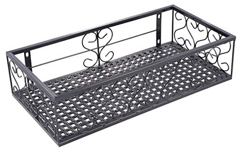 Vaguelly Hanging Railing Planter for Balcony Sturdy Iron Flower Basket Outdoor Planters Balcony Hanging Flower Wall 50x25x12cm