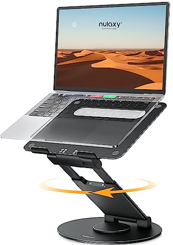 Nulaxy Ausziehbare Laptop Ständer 360 Drehbarer Basis Laptopständer Höhenverstellbar bis 20, Notebook Halterung für Schreibtisch kompatibel mit Allen MacBook Laptops 10-17, Schwarz
