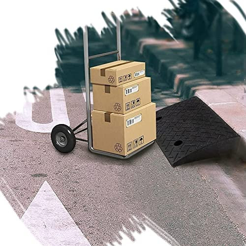KADEUX Bordsteinrampe Für Auffahrt/Bürgersteig, Schwellenrampe Aus Gummi, Auffahrhilfe Nivellierrampen rutschfeste, Tragbare Auto Fahrrad Motorrad Auffahrrampe, Mit Schrauben (Size : 50x32x11cm)