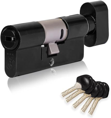 XFORT Colossus Matt Black 3 Star Kitemarked Thumb Turn Euro Cylinder Lock 35EX/35T (70mm), British Standard TS007 Anti-Snap Barrel Lock, Upvc Door Lock.