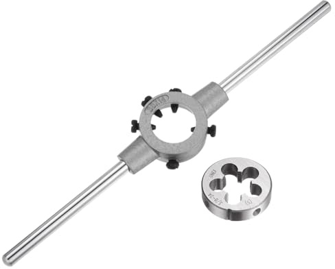 QUARKZMAN Juego de Llaves de Mango para Terrajas, Terraja Redonda 5/8-24 UNEF y Porta Terrajas de 38mm (Compatible con 1/2-5/8 (UNC/UNF) / Métrica M12-M14 / Terrajas de 38mm OD)