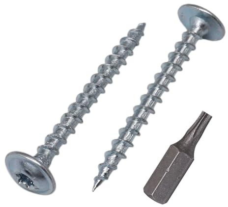 SKIR'CO (100 Stück) verzinkter Stahl 3,0 x 30 mm Holzschrauben, Metallschrauben, Wafer Kopf, Torx Kopf, selbstschneidend