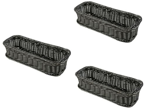 MAGICLULU 3 Stk Multifunktionskorb Geflochtener Tellerkorb Gewebter Würfel Rechteckiges Tablett Schminktablett Gewebte Lagerung Dekorative Körbe Dekorative Tabletts Bambus Küchenwaren Rattan