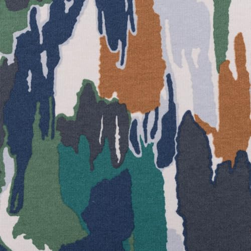 SCHÖNER LEBEN. Sweatstoff Meterware Soft Sweat Abstract beige grün blau 1,5m Breite