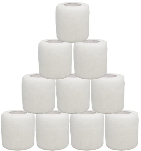 Selbsthaftender Verband Tape Sport Elastische Fixier Binde Mullbinden Weiß | 10 Rollen Selbsthaftende Bandage Haftbandage Verband Pflasterverband Für Finger Handgelenk und Sprunggelenk 5cm X 4.5m