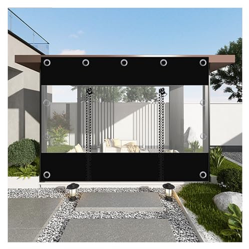 ZXCASDF Rideaux de Bâche Transparents Extérieurs,Bâche Transparente avec Fermeture éclair，Panneaux Latéraux De Bâche pour Pergola Gazebo Patio,0.5mm Bâche Étanche PVC Robuste(H1xW2m/H3.2xW6.5ft)