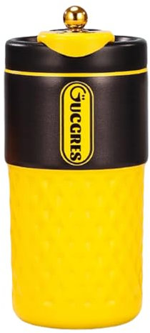 Botella termo de acero inoxidable 316 con correa, doble pared aislada al vacío, taza de viaje de 17 onzas, vaso de café y té a prueba de fugas con boca ancha (amarillo)