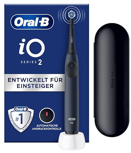 Oral-B iO 2 Cepillo de Dientes Eléctrico Azul Mar, 1 Cabezal, 1 Estuche De Viaje, 3 Modos De Cepillado, Sensor De Presión y Temporizador, Diseñado por Braun, Edición Limitada