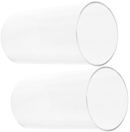 PartyKindom Pack of 2 Lantern Glass Without Base - Clear Glass Cylinder for Tea Lights - Replacement Glass for Grave Lantern - Versatile Table Decoration for Wedding Party and Home - 15 x 8 cm